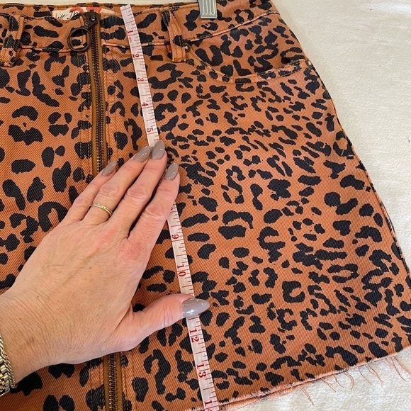 We the free cheetah print full front zip mini skirt 27 regular 100% cotton - Picture 5 of 8